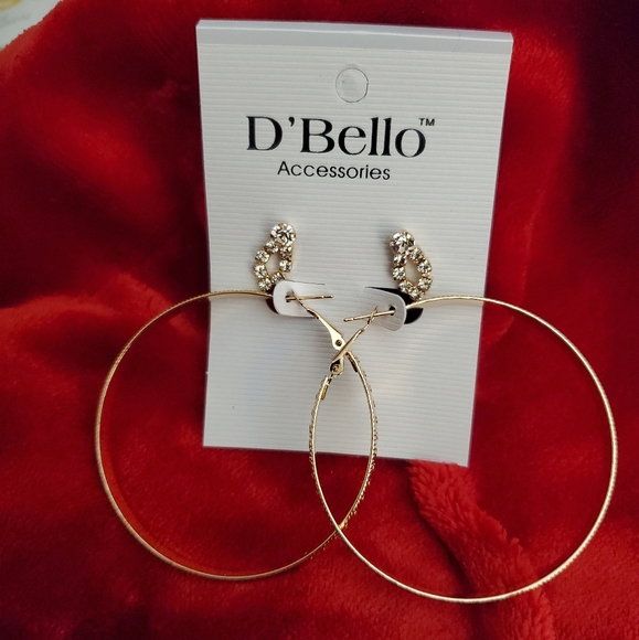 Jewelry Set 2-Pair D'Bello Earring Studs & Hoops - Picture 2 of 6